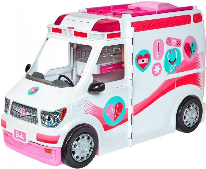 Barbie poppenhuis 2 in 1 ambulance meisjes 46 cm wit/roze online kopen