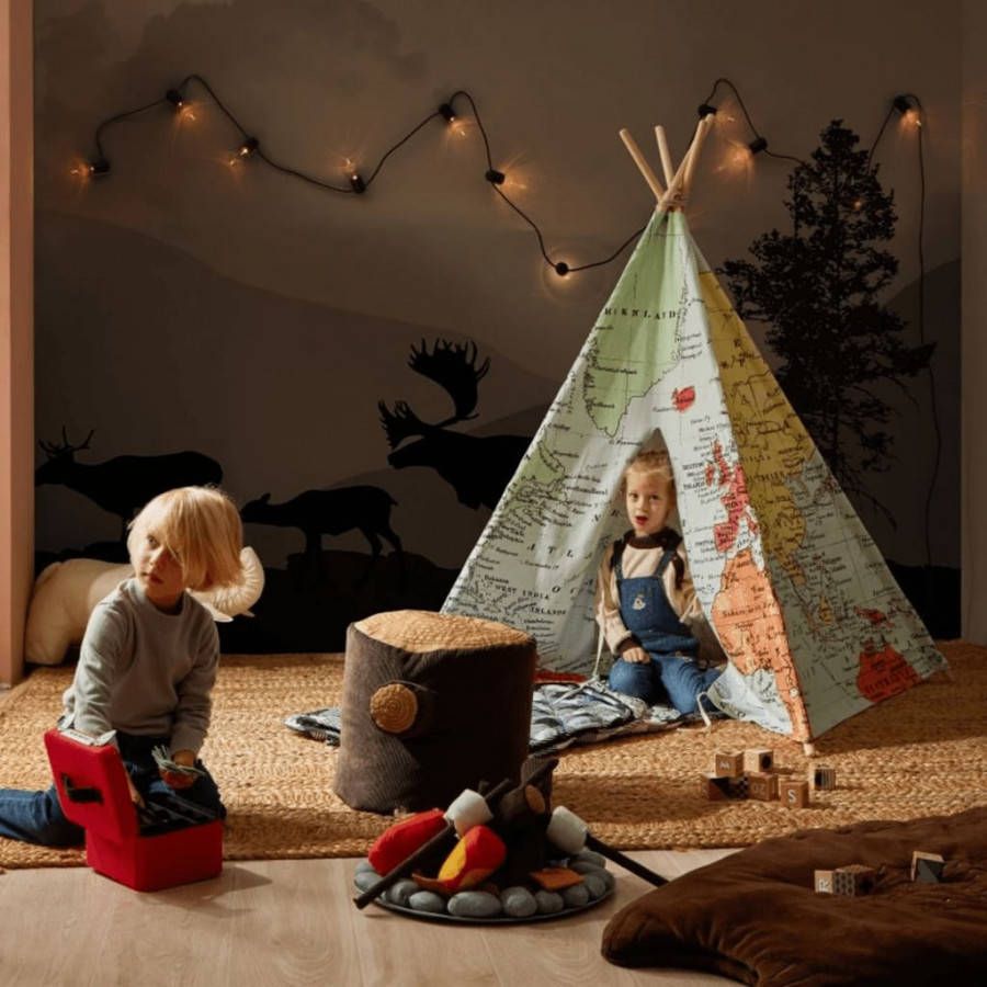 Sunny Tipi Tent Voor Kinderen In Verschillende Kleuren Met Wereldkaart Wigwam Speeltent Van 100% Katoen online kopen